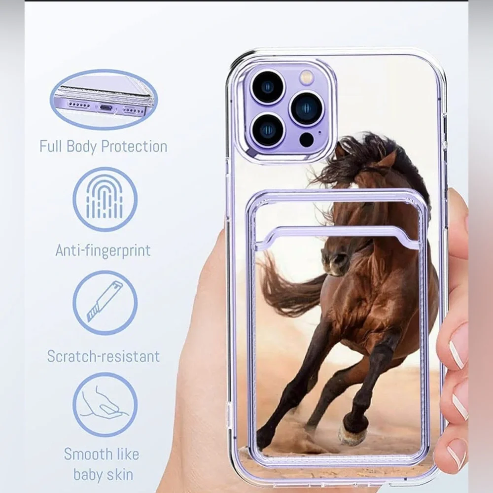 Aesthetic Wild Horse Pattern Clear Phone Case -I Phone 14 Pro Max